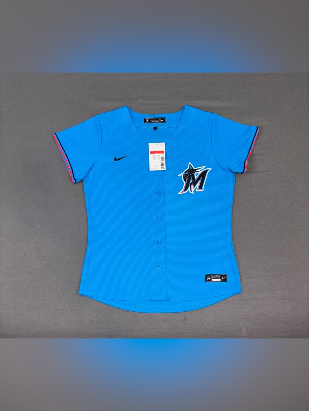 Women’s Nike Miami Marlins MLB Jersey Blue Size LARGE